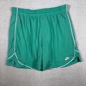 Nike Athletic Mesh Shorts Green White Stripe Basketball Athletic Men Size M